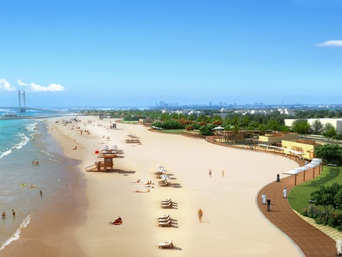  现代海边园林景观3d模型 