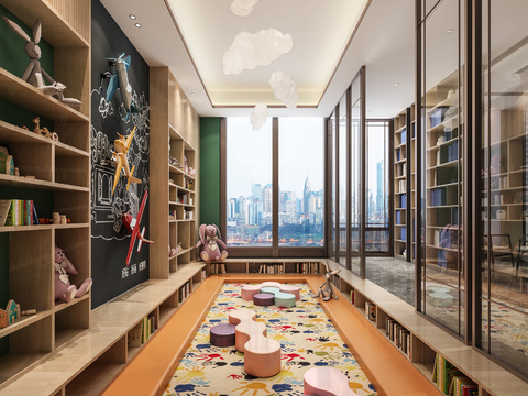  现代培训机构儿童活动区3d模型 