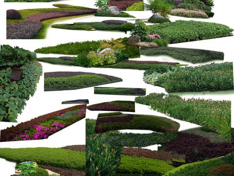  灌木球 花坛 绿化带psd 