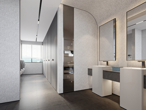  公厕 男厕 公共卫生间3d模型 