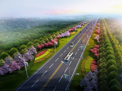  道路桥梁鸟瞰psd 