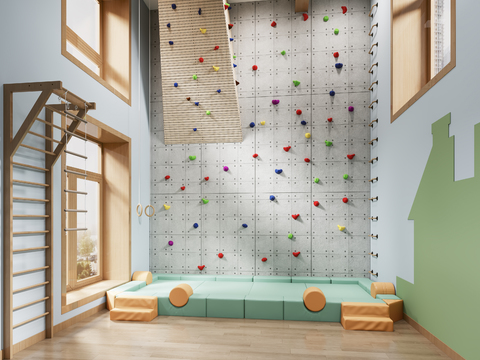  游乐器材 儿童攀岩墙 攀爬架3d模型 