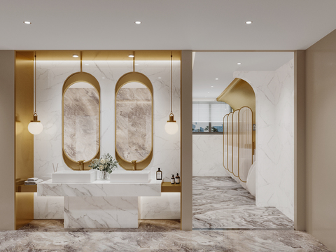  新中式酒店卫生间3d模型 