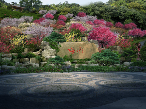  现代庭院园林景观psd 