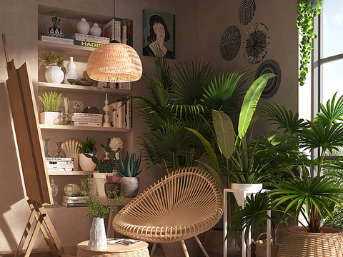  北欧阳台休闲区3d模型 