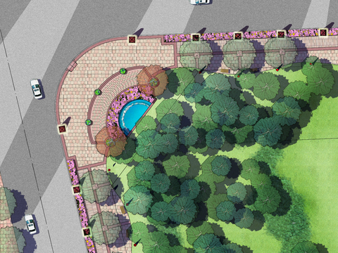  现代湿地公园园林鸟瞰psd 