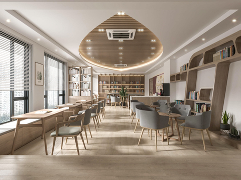  现代书吧3d模型 