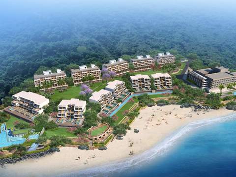  现代海边沙滩商业街景观psd 