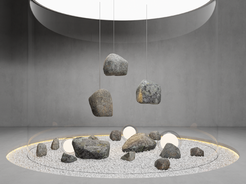  石头造景 石头小品3d模型 