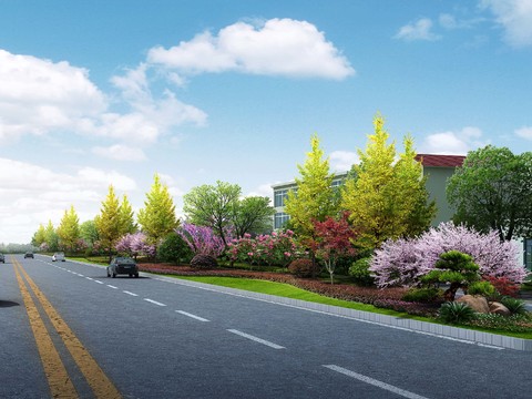  现代道路桥梁景观psd 