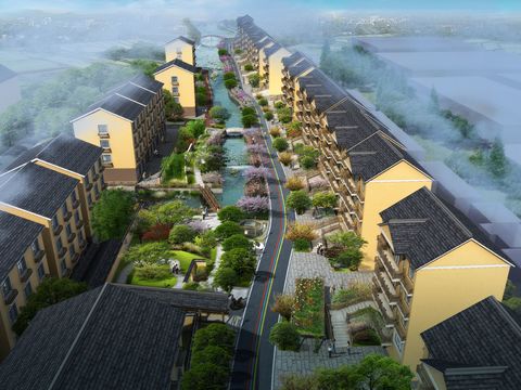  现代公园景观鸟瞰psd 