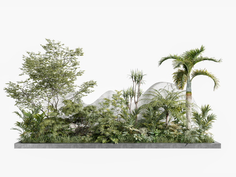  现代植物假山小品3d模型 
