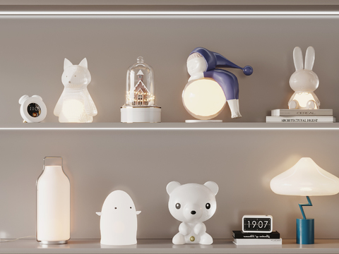  卡通动物台灯3d模型下载 家居装饰创意摆件 现代儿童卧室温馨灯光 