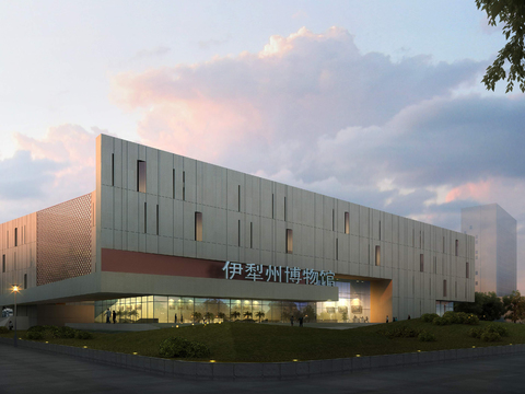  现代博物馆建筑外观psd 