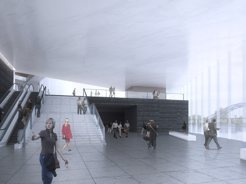  现代办公楼中庭psd 