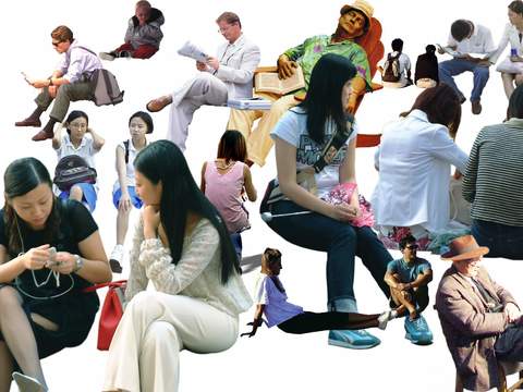  现代休闲坐姿人物psd 