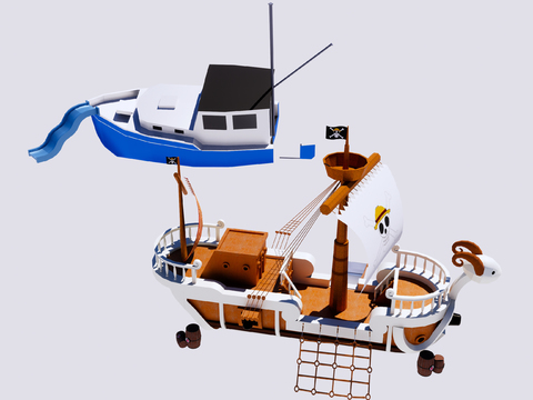  海盗船 滑梯 游乐设施3d模型 