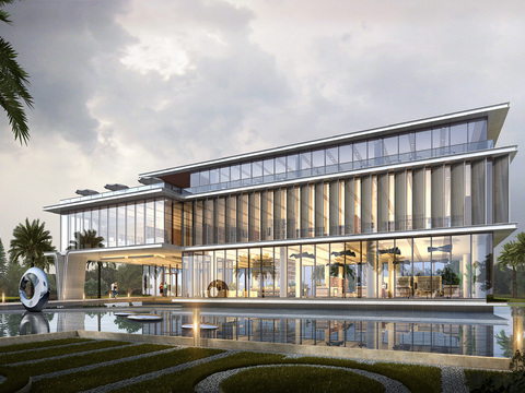 现代售楼处外观3d模型