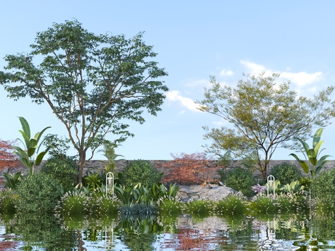  园林景观 湖泊景观 植物造景33d模型 