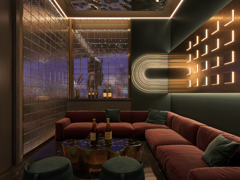  现代酒吧包房3d模型 