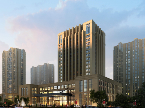  现代办公楼建筑外观景观psd 