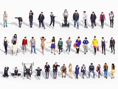  人物 站姿 坐姿 行人3d模型 