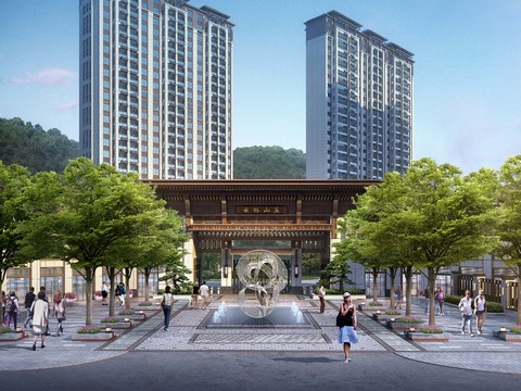  小区住宅大门psd 