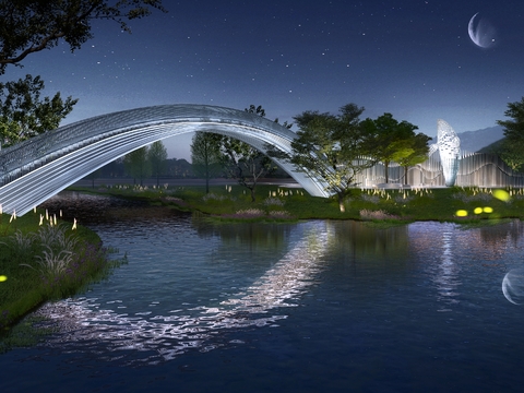  湿地公园夜景PSD 