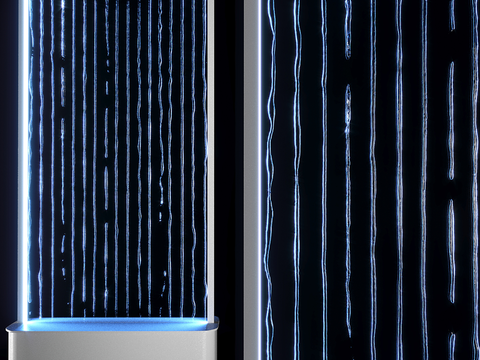  瀑布 水幕 喷泉 水流3d模型 