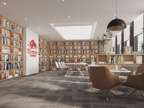  图书馆 自习室3d模型 