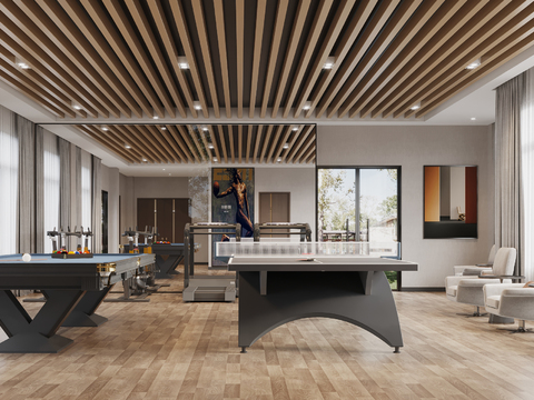  台球厅 乒乓球室3d模型 