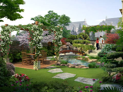  庭院爬藤花园psd 