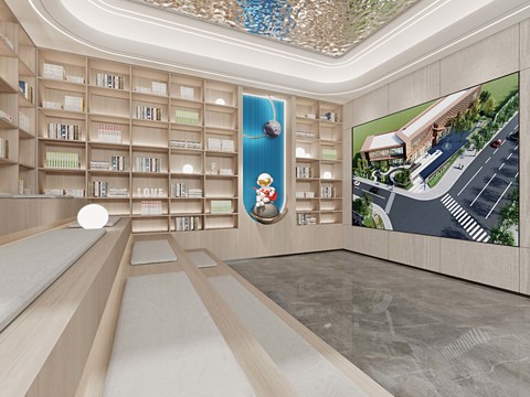  现代书吧3d模型 