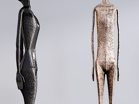  现代抽象人物雕塑摆件3d模型 