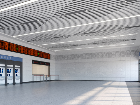  车站售票厅 售票处3d模型 