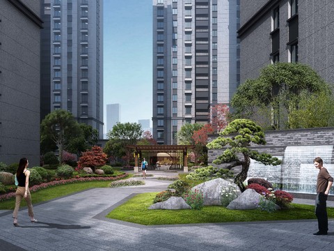  小区住宅入口psd 