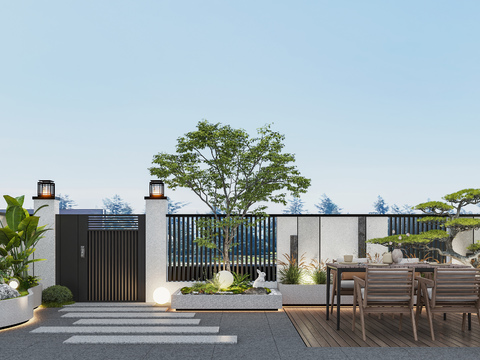  别墅庭院 花园3d模型 