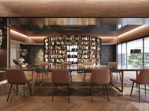  现代书吧阅览室3d模型 