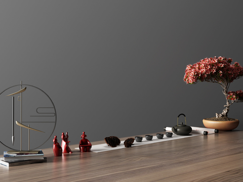  新中式茶具摆件3d模型 