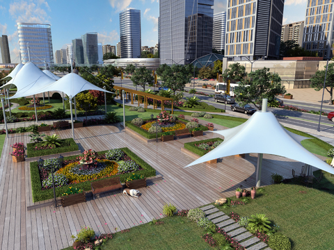  现代公园园林景观3d模型 