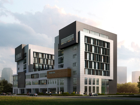  现代办公楼外观psd 