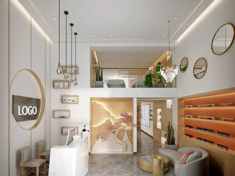  新中式美甲店3d模型 