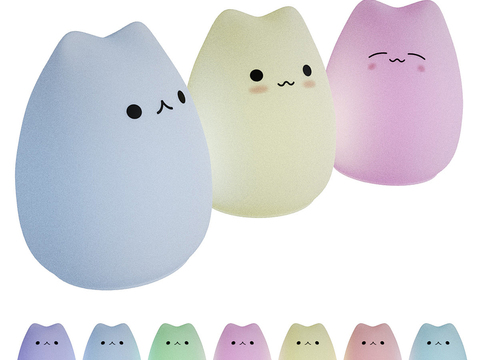  猫咪台灯小夜灯3d模型下载 卡通猫形夜灯 卧室装饰灯 儿童房温馨灯光 