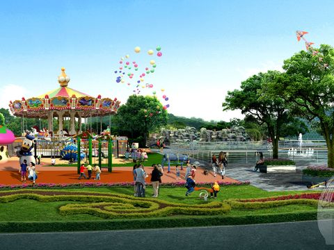  现代旋转木马亲子公园psd 