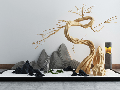  枯山水 禅意小品3d模型 