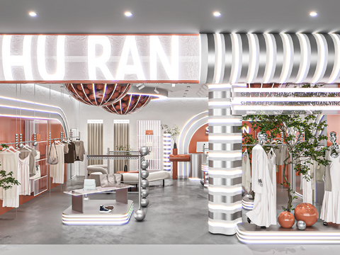  潮牌服装店 女装店3d模型 