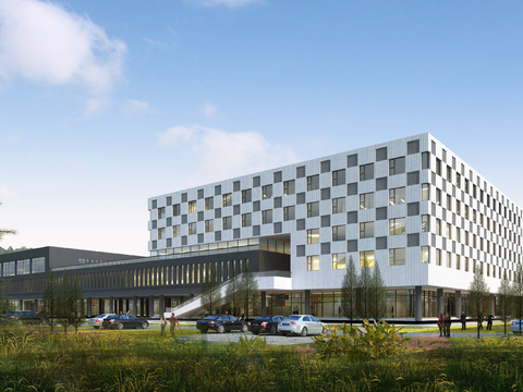  现代办公楼建筑外观psd 