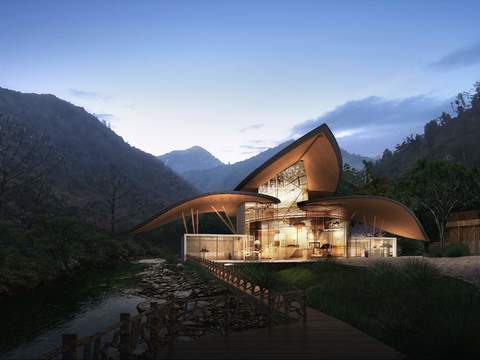  民宿 酒店夜景psd 