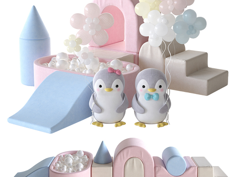  儿童游乐设施 海洋池 企鹅公仔3d模型 