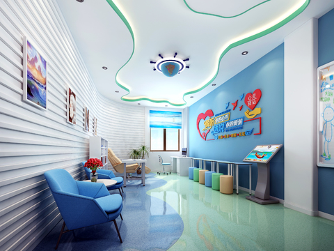  现代心理咨询室3d模型 